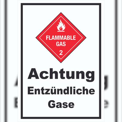 HB-Druck Schild Entzündliche Gase Flammable Gas A6 (105x148mm)