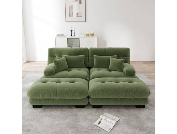 Canapé d'angle - KOMHTOM - Cloud - 2 places - Réversible - Avec 2 ottomans