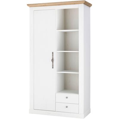 Garderobenschrank OTTO HOME "Westminster, Schrank im Landhausstil, Hochschrank, Schuhschrank", weiß (pinie weiß, wotan eiche), B:108cm H:203cm T:46cm, Schränke, Garderobenschrank