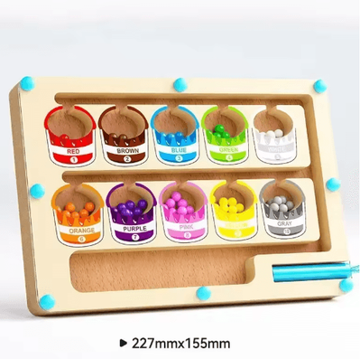 Inspire Picks Montessori Magnetic Color Sorting Maze Wooden Educational Sensory Toy For Kids paint Bucket