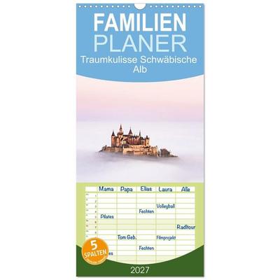 Familienplaner 2027 - Traumkulisse Schwäbische Alb mit 5 Spalten (Wandkalender, 21 x 45 cm) CALVENDO