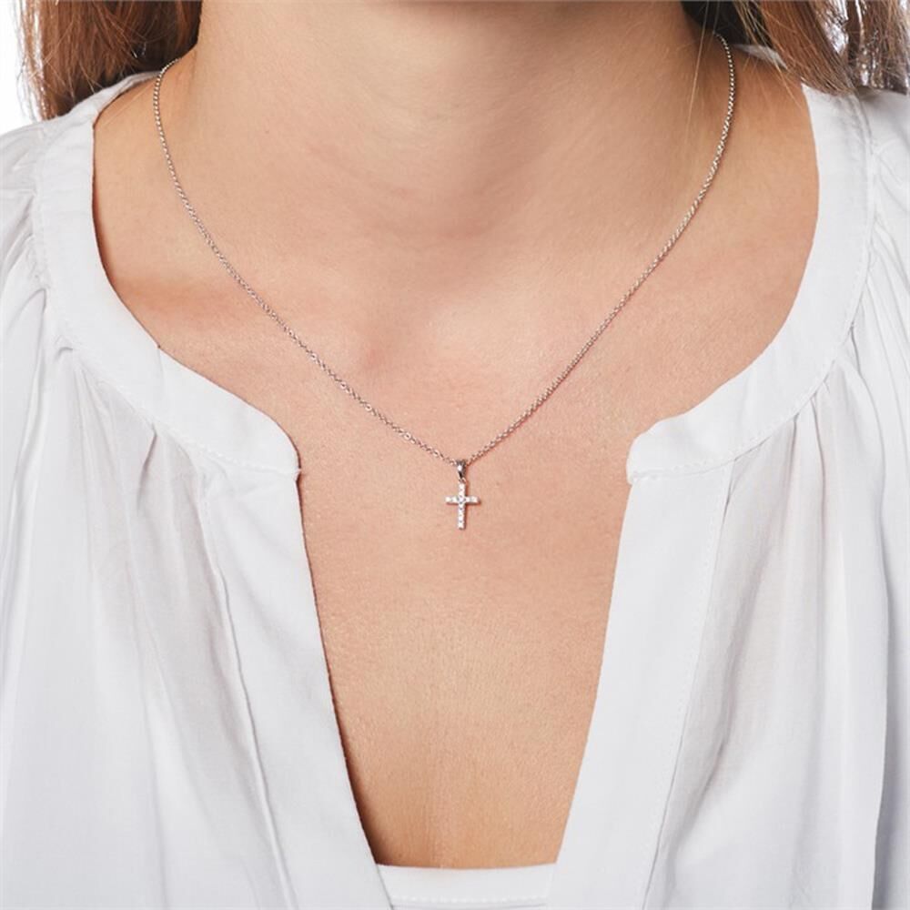 Brilladia Kreuzkette 585er Weißgold Diamant silber