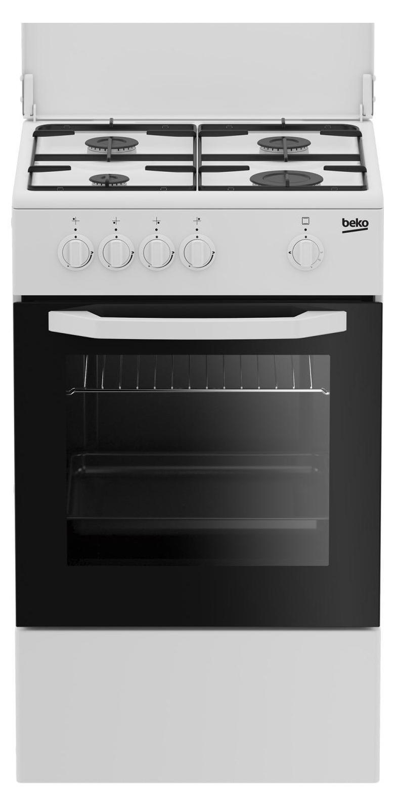 Beko CSG42009DW, Freistehender Herd, Weiß, Drehregler, Weiß, Vorderseite, Emaille