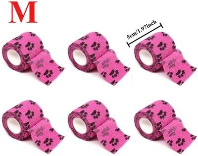 Uplift Essentials Pet Self Adhesive Cohesive Bandage Non Woven Breathable Leg & Joint Protector 6pcs Pink Claw M