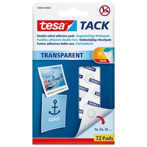 Tesa Klebepads 59408, Tack, bis 20g, transparent, 72 Stück