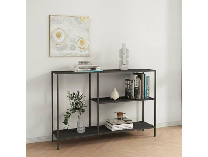 Dmora Konsole Uva 120x30x80 cm Grau, 2 Ablagen, 3 Fächer