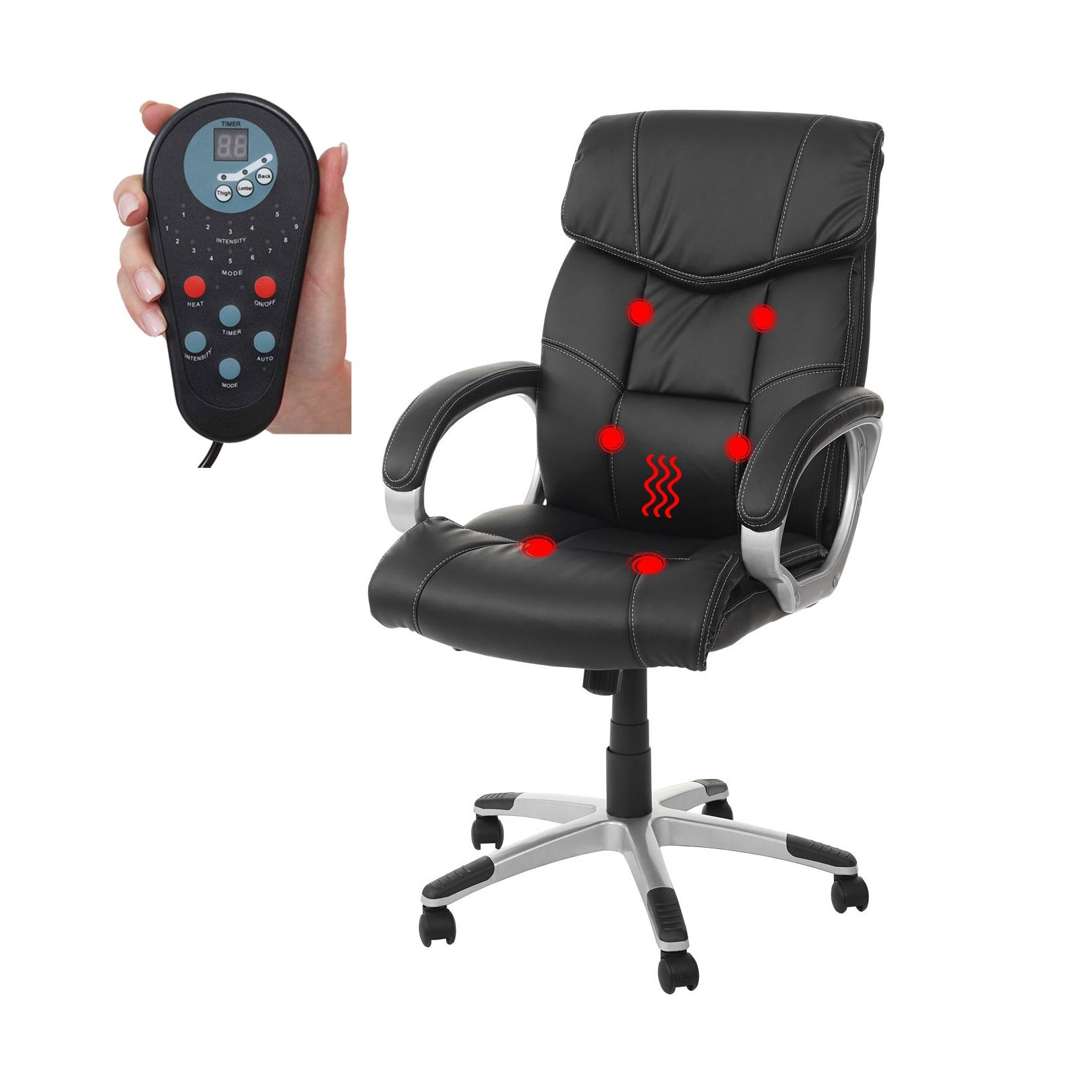 Massage-Bürostuhl MCW-A71, Drehstuhl Chefsessel, Heizfunktion Massagefunktion Kunstleder ~ schwarz