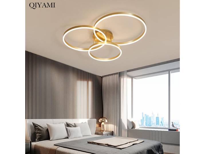 Nordique créatif rond cercle lustres pour chambre salon Restaurant éclairage doré café Lustre anneau plafonniers