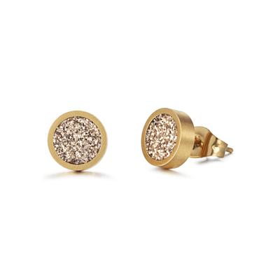 Paar Ohrstecker KINGKA "Stardust", gold (gelbgoldfarben), Ohrringe, Damen, 8mm, Edelstahl