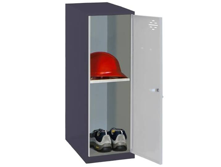 Simon Rack Simonlocker Kleiner Spind 915 x 300 x 500 mm Inklusive Ablage, Korrosionsschutzfarbe, Lüftungsschlitz und Etikettierer, Anthrazit/Grau