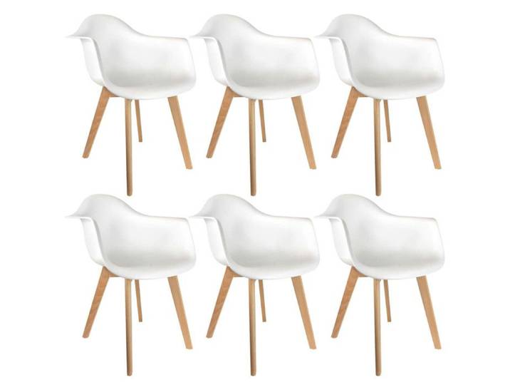 Travis - Lot de 6 Fauteuils Assises Blanches