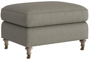 Maggie Leather Ottoman - Sage Leather, Sage Latte - Ballard Designs