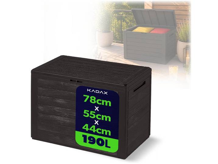 KADAX Coffre de jardin \ Grewena\ \, Coffre de jardin pour jardin et terrasse\, Coffre de jardin 190L
