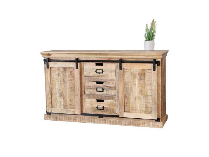 baario Sideboard XXL Sideboard VODICE rustikal, massiv Mangoholz Kommode Landhaus Vintage