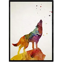 POSTER Leopard Aquarell-Stil A4 Schwarzer Rahmen