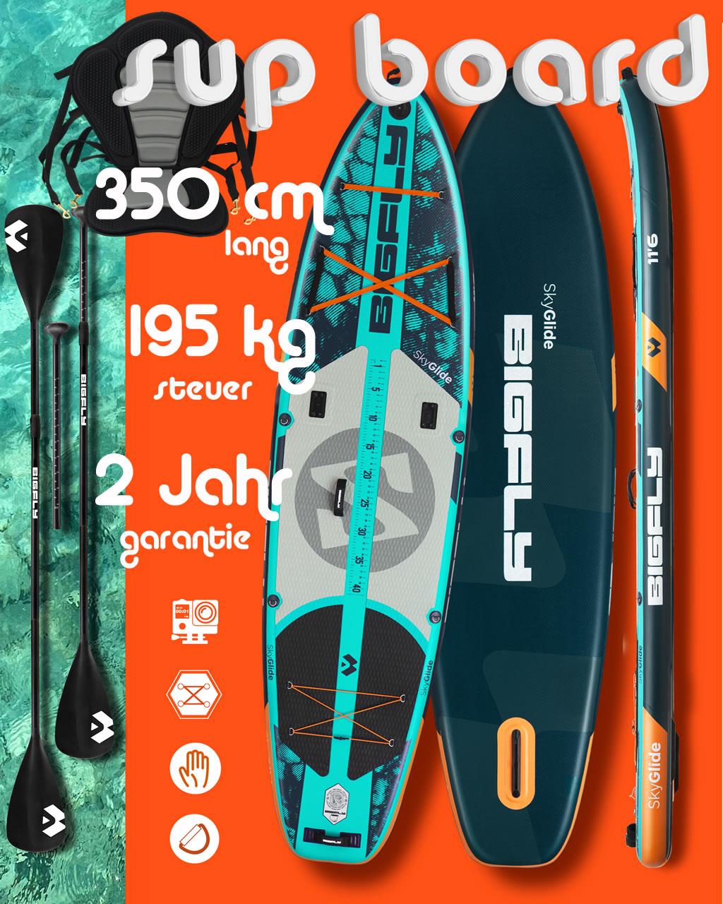 Komplettset, Kajak Touring SUP Board Set mit 7 cm hohem stabilem Sitz, zweite 4-teiligem Paddel, BigFly - SkyGlide 2 Personen Kayak Kanu Boot Paddling