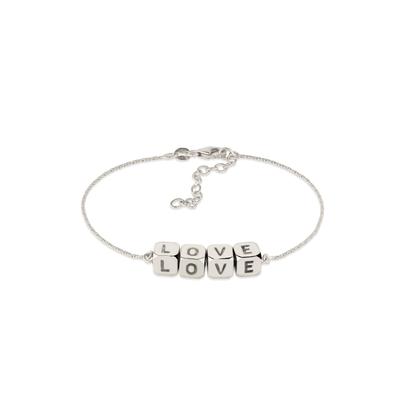 Armkette ELLI "Armband Love Lettering 925 Sterling Silber" Gr. 16, silber, Armbänder, Damen, Silber 925 (Sterlingsilber), Armkette