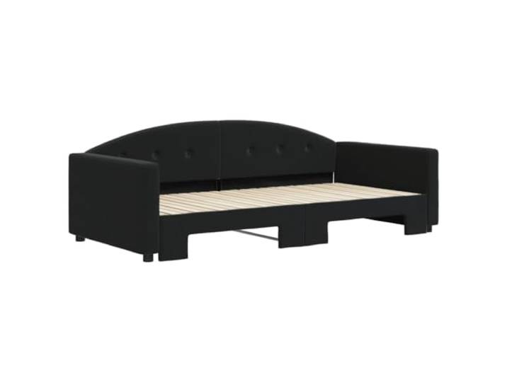 KTHLBRH Ausziehbares Schlafsofa, Schwarz, Samt, 100 x 200 cm Gestell aus Holz und Metall, modernes Design, Lattenrost inklusive, 2 notwendige Matratzen