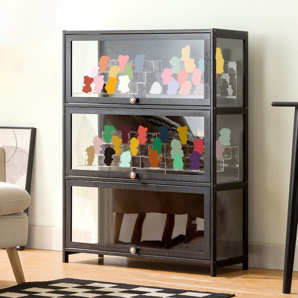 Yiwuxuanmamaoyi Co., Ltd. 3-Tier Figure Model Display Case for Collectibles Toys Display Cabinet With Door Black 160cm H X 80cm W X 33cm D