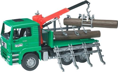 bruder MAN Holztransport-LKW mit Ladekran und 3 Baumstämmen Fertigmodell Nutzfahrzeug Modell