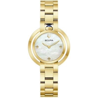Quarzuhr BULOVA "Rubaiyat", gold (goldfarben), Armbanduhren, Damen, Quarzuhr, Armbanduhr, Damenuhr, Edelstahlarmband, analog