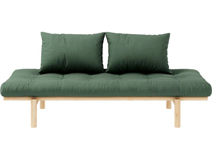 Daybett KARUP DESIGN Pace , grün (olivgrün), B:200cm H:37cm L:200cm, Daybetten, Daybett, aus massiven Kiefernholz, inkl. Futonmatratze