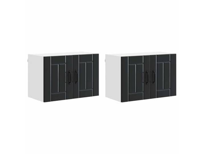 IBUQDDV Wandschrank Lucca 2 STK. Schwarz Holzwerkstoff Geschirrspüler-Paneel,rechteckige Form,Innenbereich,minimalistisches Design,klare Linien
