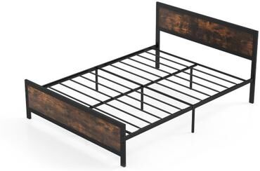 Costway Metal Bed Frame with Headboard and Footboard-Queen Size