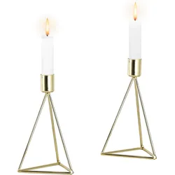 Kerzenhalter-Set Retro Design Goldfarben 2-teilig