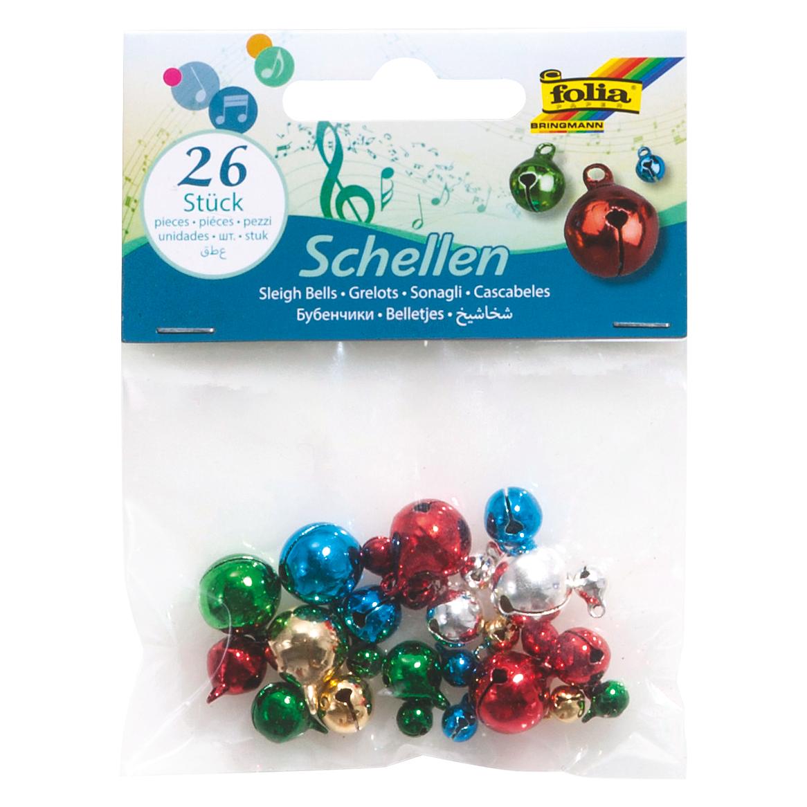 Folia Metallgl"ckchen, 3 Gr"áen sortiert, Intensivfarben (12621)