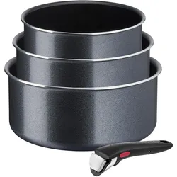 Tefal Ingenio XL Force Kasserollen-Set 4-teilig, Pfannenset + Topfset, Schwarz