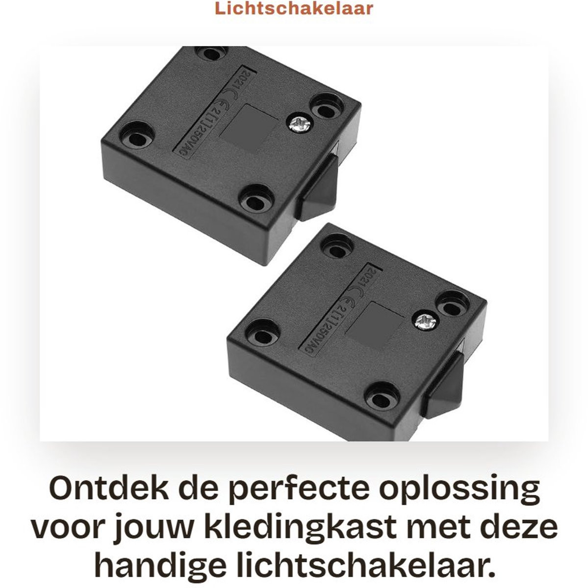 Dailygoods Lichtschakelaar voor kledingkast schuifdeuren - Touch-schakelaar - Zwart - 2 stuks
