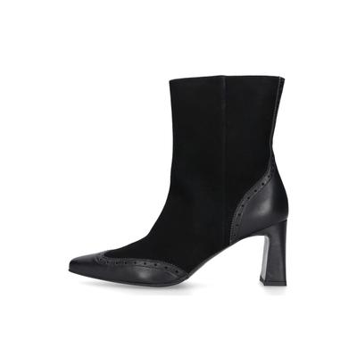 Schlupfboots HENRY STEVENS "Madison ZB70", Damen, Gr. 37, Leder, schwarz, Ziegenvelours und Kalbsleder, Schuhe Schlupfboots, Damen Stiefelette mit Absatz handgefertigt, Lederschuh