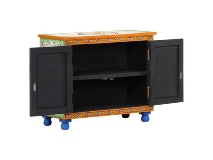 KKgypkn Sideboard Handbemalt 70x35x60 cm Mango Massivholz Massives Mangoholz, 2 Einlegeböden, handbemalt, einzigartiges Design