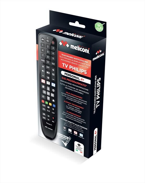 Meliconi Telecomando Gumbody Personal 4+ Phili-nero Lucido / Nero Opaco / Cor