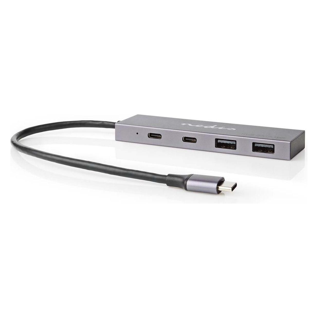 Nedis USB-Hub | 1x USB-C 3.2 Gen 2 Male | 2x USB-A 3.2 Gen 2 Female / 2x USB-C 3.2 Gen 2 Female | (USB-C, 4 Ports) (UHUBU3450AT)