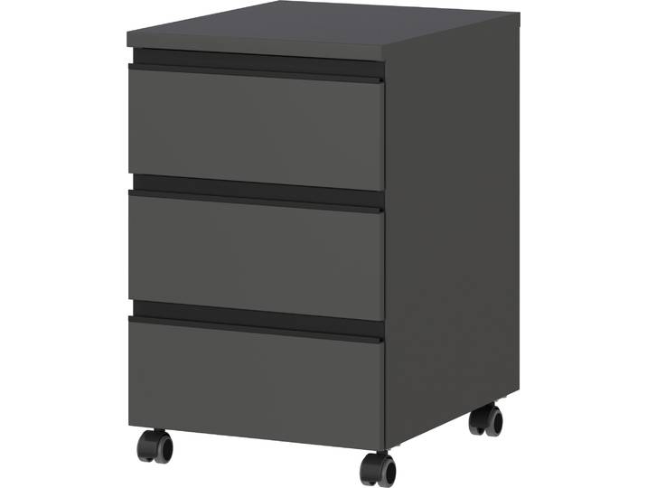 Rollcontainer GERMANIA Lemont , grau (graphit), B:40cm H:63cm T:50cm, Holzwerkstoff, Rollwagen, Rollcontainer, mit feststellbaren Laufrollen