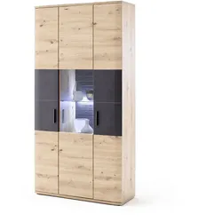 Vitrine HARPER MADANG (BHT 100x198x37 cm) - braun - BHT 100x198x37 cm