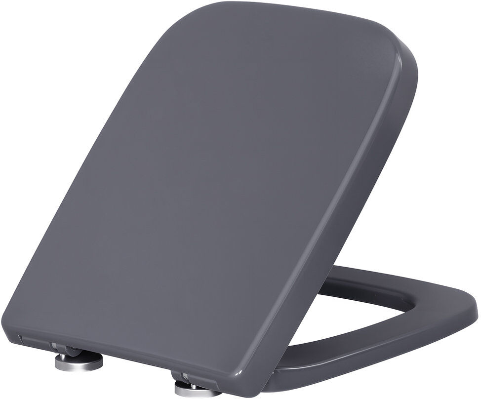 Rebrilliant Toilet Seat Soft Close, Quick-Release Square Loo Seat Made from Duroplast, with Adjustable Hinges, Heavy Duty, Weight Capacity 175 kg, Bluish Grey Gray 0.1cm H X 36.9cm W X 45.5cm D