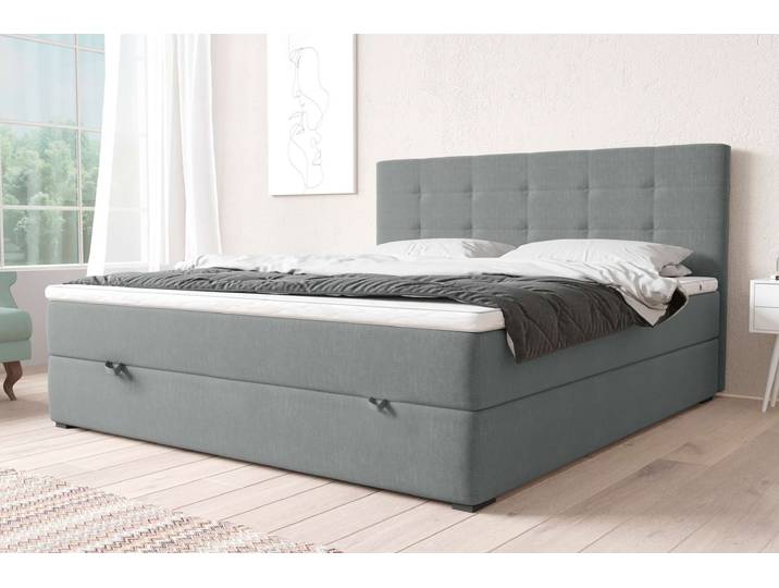 Pluto Boxspringbett Strukturstoff INARI Hellgrau 160x200 cm Bonell-Federung