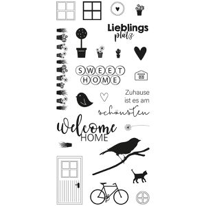 Rayher Motivstempel Clear Stamps Welcome Home, aus Kunststoff, für Stempelkissen und Acryl-Stempelblock, 23-teilig