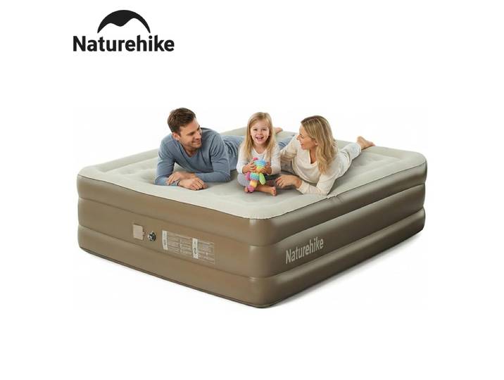 Matelas gonflable triple Naturehike en PVC, matelas de couchage gonflable pour 3 personnes, lit de camping avec pompe intégrée, matelas épais