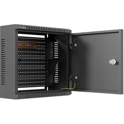 Lanberg Szafa SZAFA INSTALACYJNA TPR 10" Z PŁYTĄ MESH 340X340X140 CZARNA (ZŁOŻONA) (2 HE, 10 Zoll Rack), Serverschrank, Schwarz