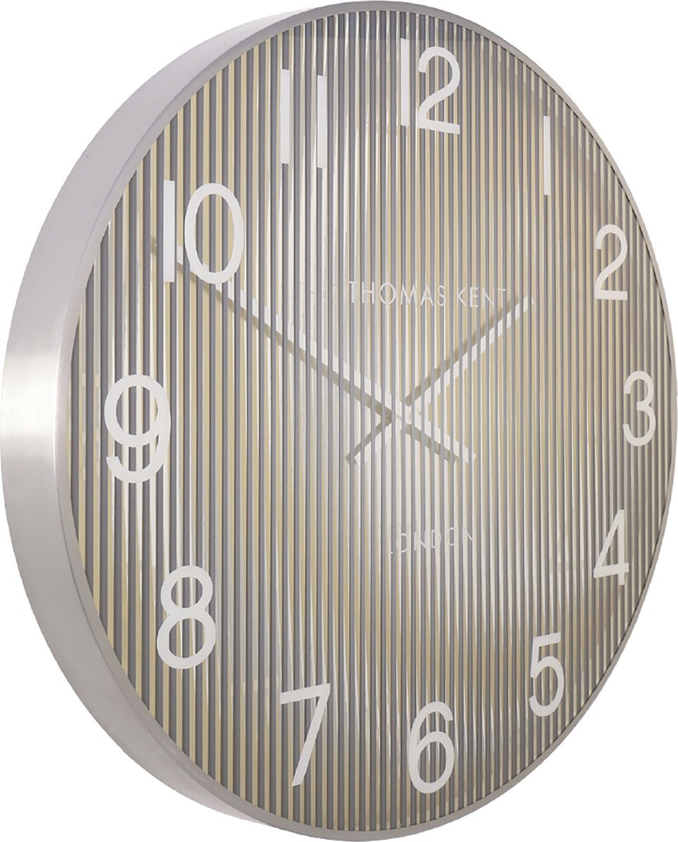 Thomas Kent Wandklok Linear Staal Zwart/zilver 53 cm