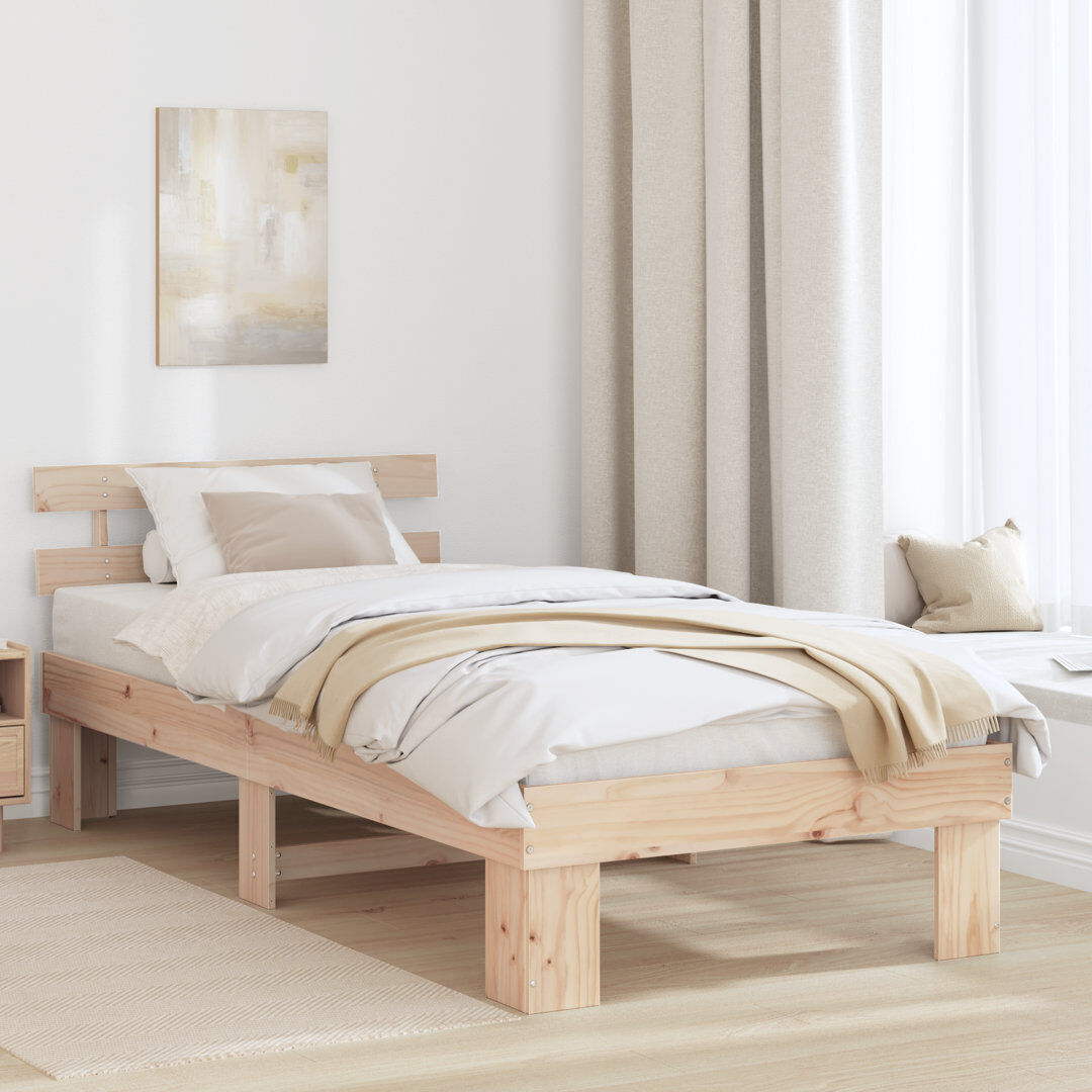 Vidaxl Bed Frame With Headboard Solid Wood Pine Natural Single (3')