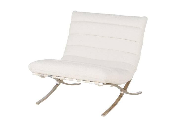 Fauteuil bouclettes écrues et acier chromé