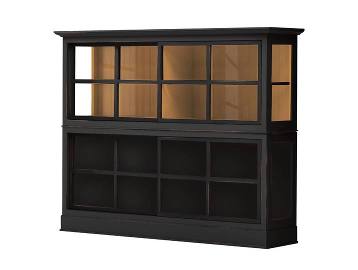 Highboard 191 x 152 x 49cm Schwarz/Schwarz/Pinie Honig