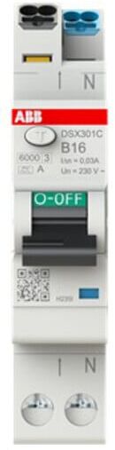 ABB Disjoncteur différentiel DSX301C 6kA 1P+N 30mA B16 A30 (2CSR255165R1165)