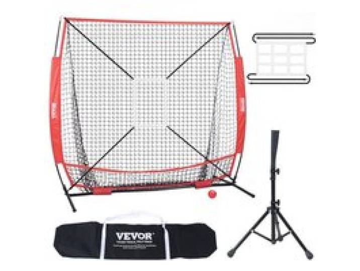 VEVOR Pitching Netz Pitching Target Baseball 153,4 x 90 x 153 cm, Baseball & Softball Pitching Target aus Polyester Pitcher Netz für Jugendliche & Erwachsene, Tragbare 600D-Aufbewahrungstasche Rot