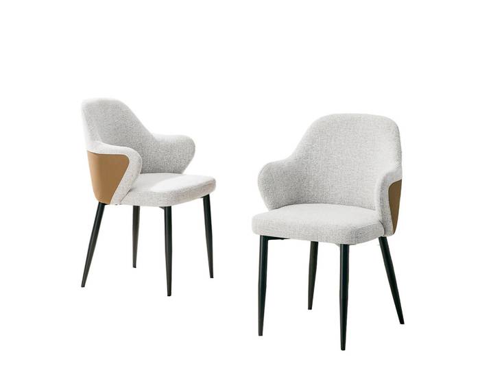 ComfortXL Armlehnstuhl-Set De-36719 2 Stück mit verstärkten Metallbeinen Braun, 56.5x83x53 cm, Esszimmer, Stühle, Armlehnstühle